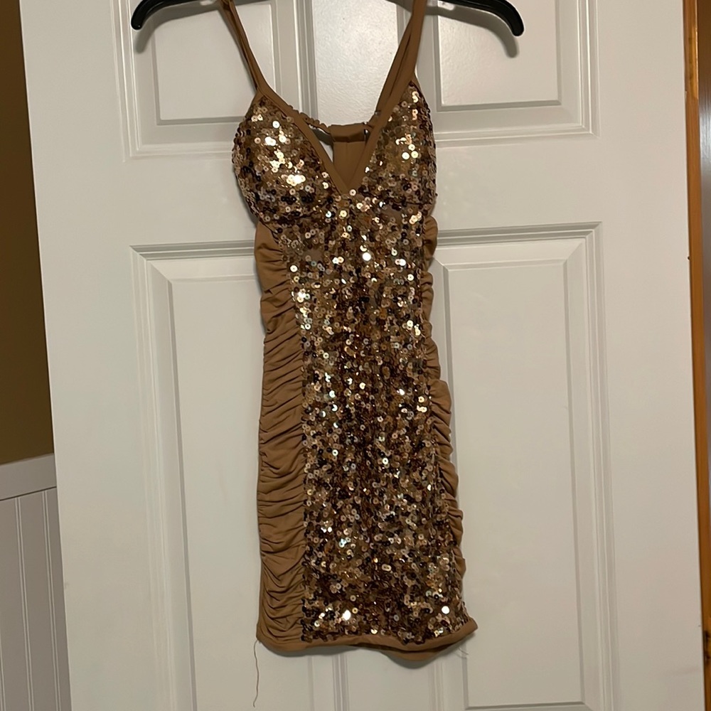 Sexy sequin gold dress
